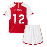 Fotbalové Dres Arsenal Jurrien Timber #12 Dětské Domácí 2023-24 Krátký Rukáv (+ trenýrky)